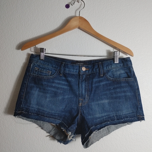 J Brand Blue Jean Shorts Frayed Double Hem Size 27 - Picture 1 of 9
